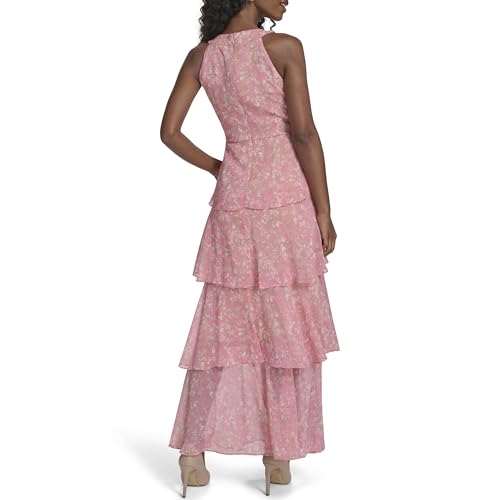 Image of Tommy Hilfiger Women's Sleeveless Halter Neck Tiered Skirt Maxi Dress