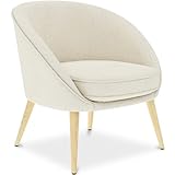 Blanc Iconik Interior Fauteuil avec Accoudoirs en Bouclette Fausse Fourrure Tapissée - Boucles Blanches - Pimba Blanc