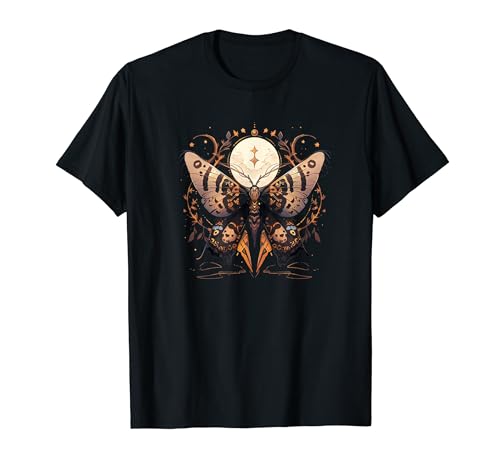 Witchy Celestial Lunar Polilla Luna Luna Estrellas Camiseta
