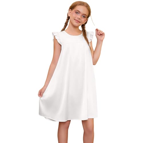 Jxstar Girls Nightgowns Toddler Pajamas Silk Satin Flutter Sleeve Princess Dress Nightie Sleepwear for Little Girls