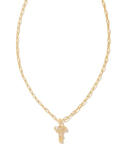 Kendra Scott Crystal Letter T Short Pendant Necklace 14k Gold-Plated Brass Fashion Jewelry for Women