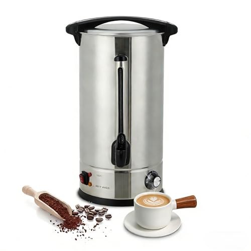 Image of 14 L /100 Cups Coffee Urn, Double-Wall Stainless Steel Coffee Maker Hot Water Urn, Large Capacity Hot Coffee Dispenser, Quick Brew, Stays Hot for Tea & Beverage at Events & Catering, Silver