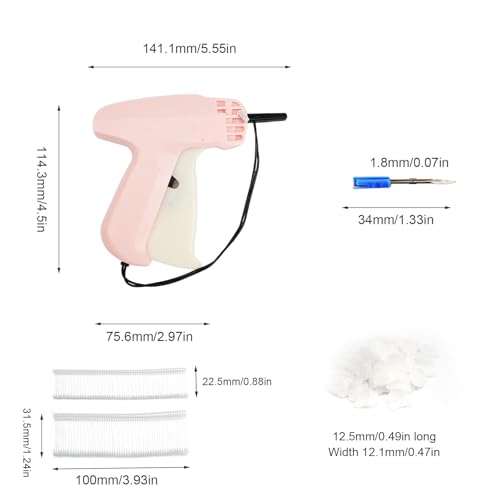 0XBIT Stitchy Gun, Etikettiermaschinen, mit 1100 Kunststoffnadeln und 100 Leuchtenden Bärenschlaufen, Quilt Heftpistole für Kleidung, Steppdecken, Markenetiketten