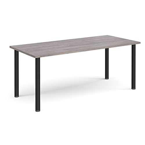 Mr Office Rectangular radial leg meeting table - black legs, Grey oak, 1800