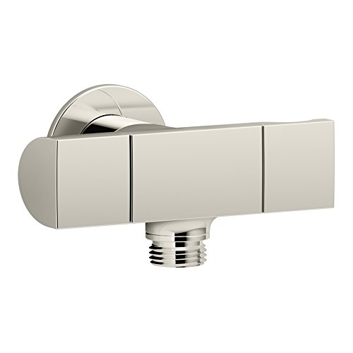KOHLER K-98355-SN Exhale Wall-Mount Supply Elbow with Bracket and Volume Control, Vibrant Polished Nickel