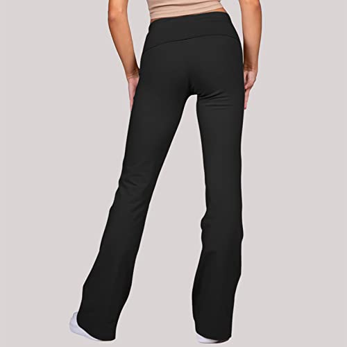 Women's Flare Yogo Pants With Pockets Yoga Bootcut High Waisted V Crossover Leggings Dressy Flare Workout Gym Leggings Today A-Black #TOP6