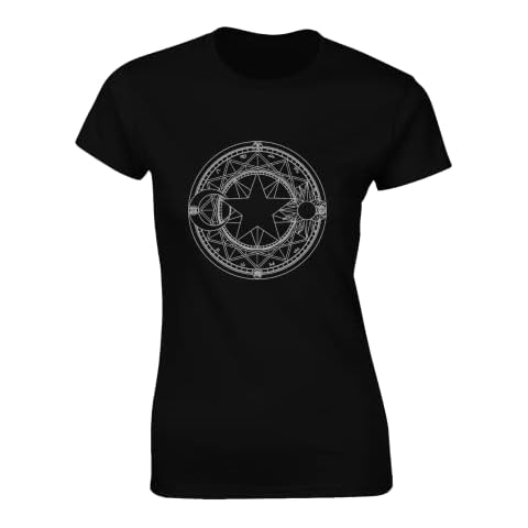 Crown Designs Magic Circle Summoning Cool Premium Quality Fitted T-Shirt Top for Women and Teens - Black / 8-10 Cover