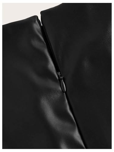 Image of WDIRARA Women's PU Leather Ruched Sleeveless Slit Bodycon Midi Tank Dress