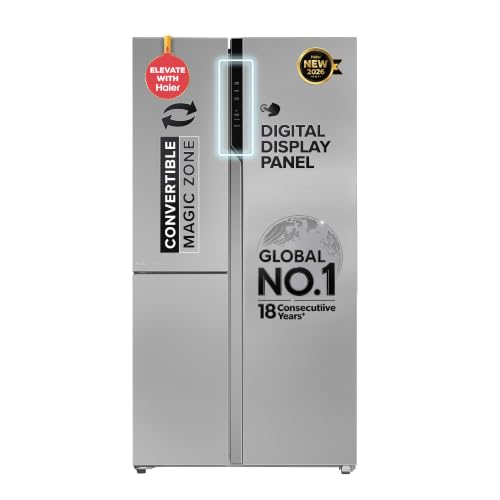 Add Haier 598 L 3 Star Frost Free Side by Side Refrigerator Inox Steel - Image 2