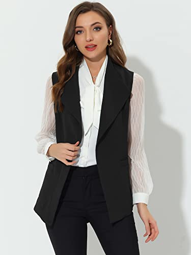 Allegra K Women's Sleeveless Blazer Casual Shawl Collar Belted Work Office Suit Vest Jacket3