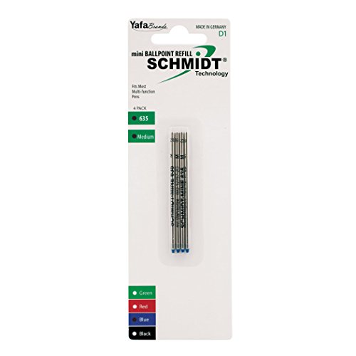Schmidt 635 Mini D1 Ballpoint Refill Medium, 4 Pack, Blue (SC58150) | D1 Standard for Multifunction & Mini Pens | Smooth, Consistent Writing with Stainless Steel Tip