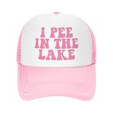 I Pee in The Lake Funny Trucker Hat Adjustable Fishing Hats Classic Baseball Cap for Women and Man Pink