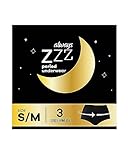 Always ZZZs Overnight Disposable Period Underwear for Women, Size S/M, Black Period Panties, Leakproof, 3 Count
