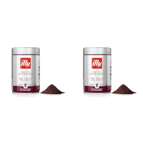 illy Caffè macinato per moka Tostato INTENSO, Barattolo da 250 grammi (Confezione da 2)