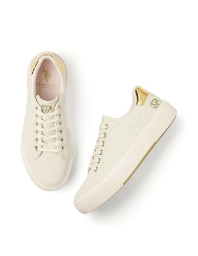 Image of U.S. Polo ASSN. Elsa 2.0 Off White Sneakers Shoes with Quilting Detail