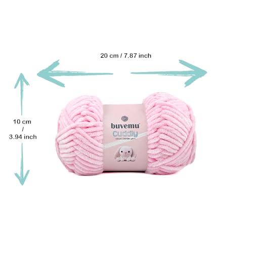Image of Cuddly Velvet Chenille Yarn, Super Soft Fluffy Bulky for Knitting Crocheting Blanket Amigurumi, Durable for Shedding, 100 Gram (3.53 Ounces) 109 Yards (100 Meters) (Baby Pink) (3 Skeins)