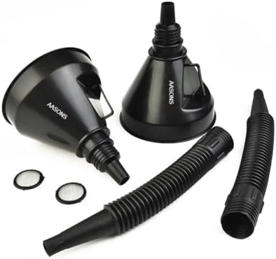 AASONS 2in1 Wide Mouth Fuel Funnel with Handle, Large Plastic Car Petrol Filter Funnel Flexible Spout Refuelling Oil | Water | Fuel | Petrol | Diesel | Gasoline For Cars | Bikes | Trucks (Pack of 2)