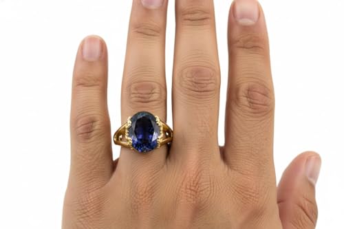 Image of 55Carat Choose Your Color Genuine Stone Ring 18K Gold Plated Oval Handmade Jewellery for Gift Sizes 4-13