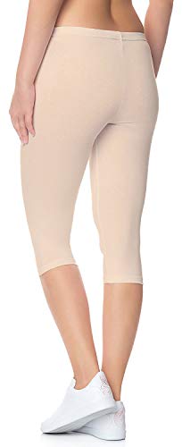 Image of Women's 3 /4 Calf-Length Leggings - Stretchable Cotton Blend, Comfortable Everyday Wear Pack of 2