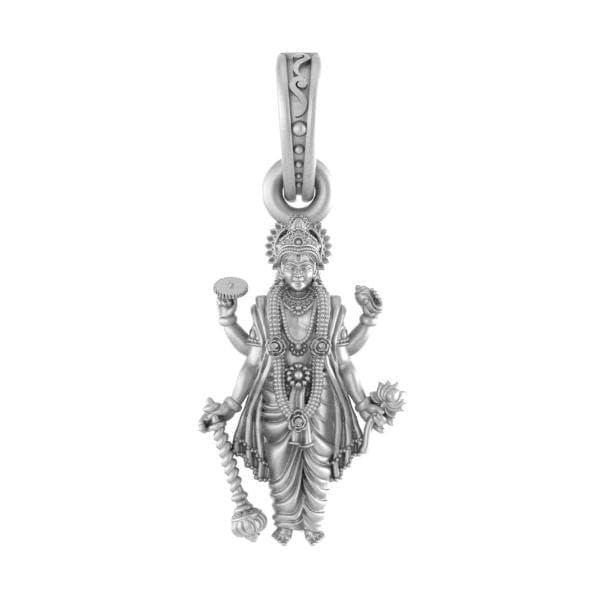 Pendentif Dieu Vishnu en argent sterling 925 de grande taille un bijou hindou d'une pureté rare