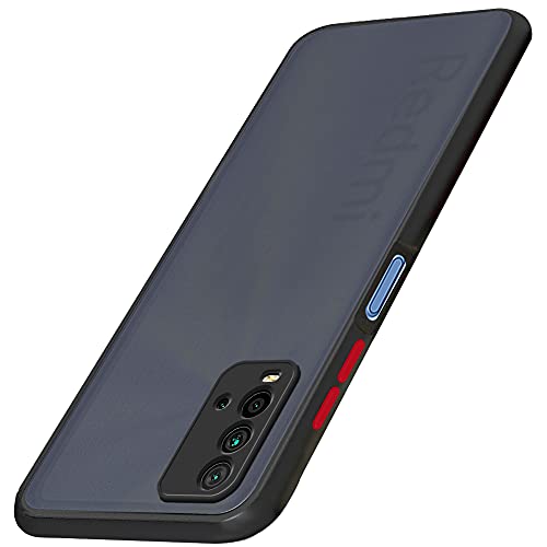 TheGiftKart Smoked Translucent Protective Hard Back Case Cover for Redmi 9 Power (TPU & PC | Black Bumper)