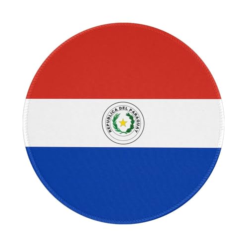 Tapis de souris rond drapeau du Paraguay, 20,3 cm, base en caoutchouc antidérapant, idéal pour le bureau et les jeux, tapis de souris de bureau
