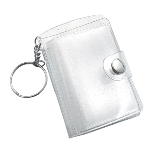 ミニ フォト キーホルダー,小型 フォトアルバム 24ポケット付き | クリアポータブルバッグペンダント | 子供 大人 男性 女性 誕生日 結婚式 財布 バックパック 用