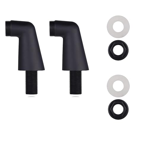 colonnettes noires mat pour robinet de baignoire (Lot de 2 inclinées,excentriques) mâle 20x27 (3/4) - mâle 20x27 (3/4)