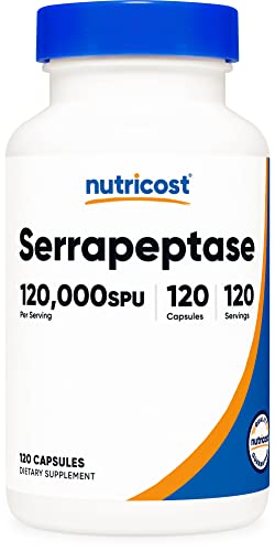 Nutricost Serrapeptase 120,000 SPU, 120 Capsules - Gluten Free, Non-GMO, and Vegetarian Friendly