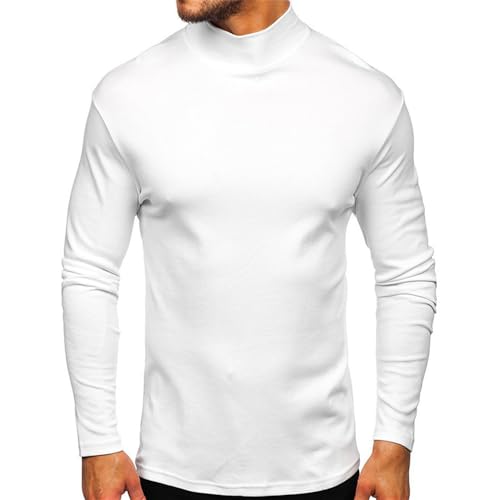 Men T-Shirt Men Classic All-Match Solid Color T-Shirt Men Casual Fashion Longsleeve Tops Men Slim Fit Comfortable Light Longsleeve T-Shirt D-White XXL