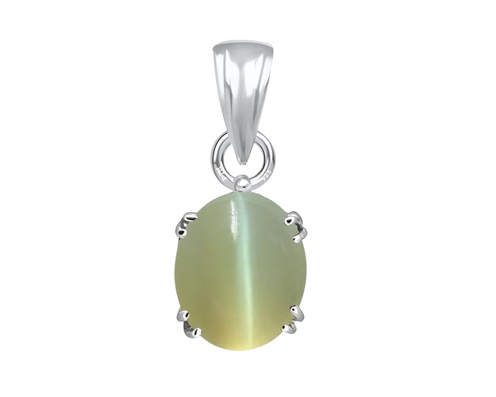Natural Cats Eye/Lahsunia 3.25 Ratti to 10.25 Ratti or 3 Carat to 9.5 Carat Astrological Certified Gemstone bis Hallmark 925 Sterling Silver Pendant for Men & Women -nfba1-image-6