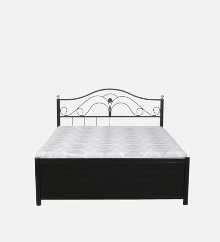 Image of Damron Single Size Metal Bed Palang with Storage - Durable Steel Frame, Space-Saving Design, Stylish and Functional Bedroom Solution with Under-Bed Storage for Easy Organization(Aiden)