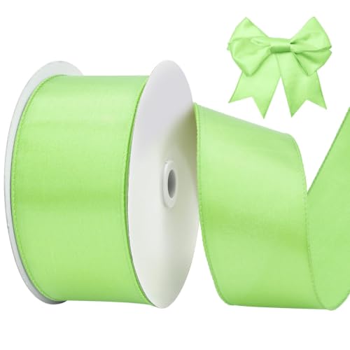 BVIEAKD Sage Green Wired Satin Ribbon 2-1/2 Inch × 25 Yards Wired Ribbon for Gift Wrapping Crafts Home Decor Christmas Tree Bow Wedding Party