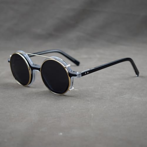 Retro Round Acetate Eyeglasses Frames Polarized Clips On Sunglasses Unisex for Men Womens4