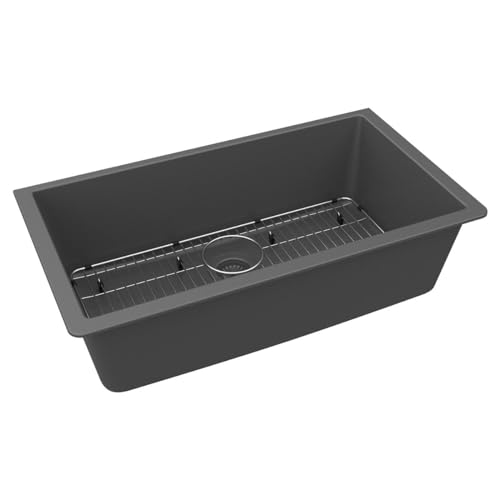 Elkay Quartz Classic - Kit de fregadero de montaje inferior de 33 x 18-7/16 x 9-7/16 pulgadas, color grafito