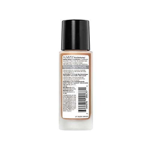 Almay Skin Perfecting Comfort Matte Foundation, Hypoallergenic, Cruelty Free, -Fragrance Free, Dermatologist Tested Liquid Makeup, Neutral Honey, 1 Fluid Ounce #TOP1