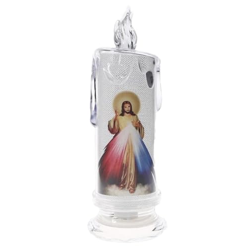Velas de oración sin llama - Luz LED de té de Cristo, Luces de vela LED, Luz LED de Jesús sin llama que funciona con pilas | Velas decorativas, creativas y multifuncionales para decoración de iglesias
