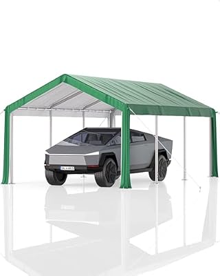 GarveeLife 13'x20' Heavy Duty Carport Canopy, Portable Garage with Reinforced Frame, for Full-Size Pickup, Bass Boat, and Equipment, Green