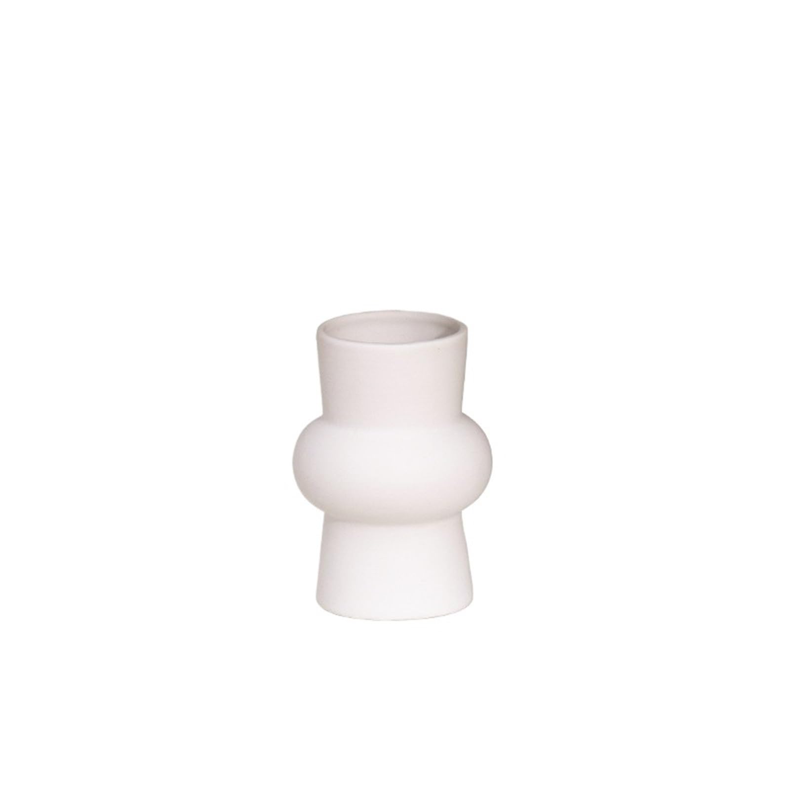 Geometric vase White Vase Ceramic Flower Arrangement Aesthetic Vases Desktop Ornament Bottle Container flowers(S4 2.2x2.9x4.1in)