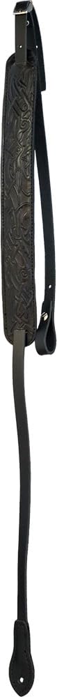 Embossed Leather Mandolin Strap, Black