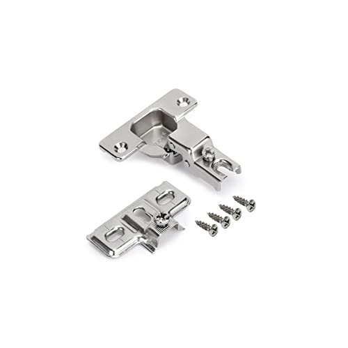 Emuca - Kit de bisagra recta X50 y suplemento para atornillar, Niquelado, Acero, 2 ud.