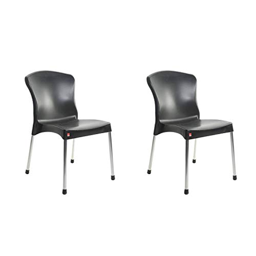 Image of Cello Milano Chair Set Pack of 2 - Black | Strong and Durable | Easy to Clean | Chair for Living Room, Bed Room, Kitchen, Office Room, Outdoor | 3 Years Warranty