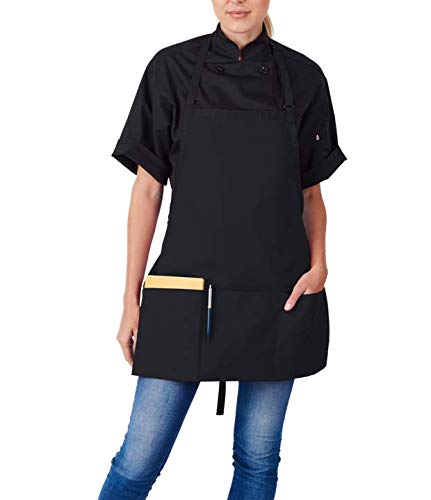 HILITE Adjustable Neck Three Pockets Bib Apron Wrinkle Resistant Unisex - 833P3A