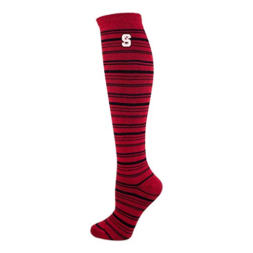 Two Feet Ahead College Fan Adult Woman s Striped Knee High Socks (North Carolina State Wolves)