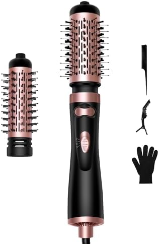 Hair Dryer Brush, 3-in-1 Rotating Round Hot Air Spin Brush Set with 2 Brushes (2