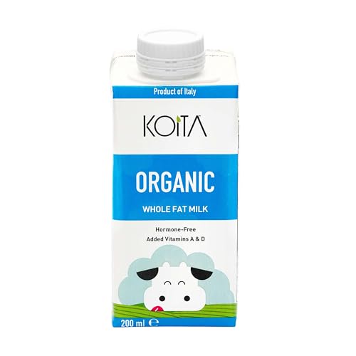Koita Organic Whole Milk (200ml) - Premium Italian Milk Enriched With Vitamins A & D3, 3.7% Fat Content, EU Certified Organic