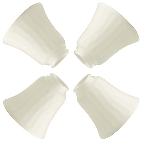 Perfect Ceiling Fan Light Covers Replacement Glass Accessories, Transitional Style Milky Alabaster Hammered Bell Glass Shade, Lighting Replacement Glass Shade Standard 2-1 8 Fitter Size, Set of 4