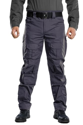 TRGPSG Men\'s Hiking Pants Casual Cargo Pants Camo Work Tactical Pants with Multi Pocket WG3F Gray 42 - Thumbnail 4