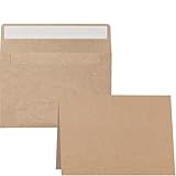 Blank Cards and Envelopes 4x6, 50 Pack Brown Blank Folded Greeting Cards and Envelopes Set with A4 Greeting Card Envelopes for DIY Greeting Cards, Thank You Cards, Invitations in All Occasions