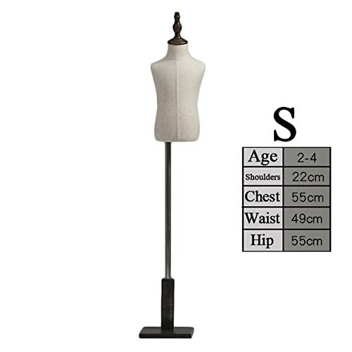 HAIPENG-mannequins Buste De Couture 2-8 Ans Enfant des Gamins Forme De Robe Corps avec Stable Base pour Vêtements Robe Bijoux Afficher Unisexe (Color : Beige, Size : S) Cover